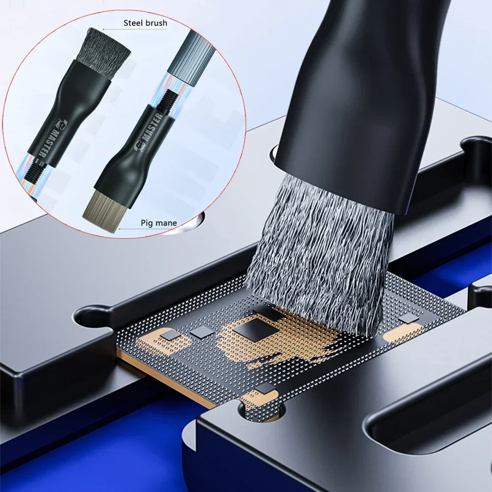 MECHANIC Motherboard Chip Double-Ended Degumming Brush Steel Brush Tool for Mobile Phone Mainboard Maintenance IC Pad Cleaning