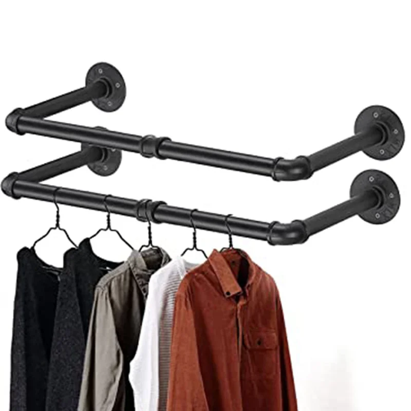 

Industrial Feng Shui Pipe Wallmounted Clothes Rack Clothing Store Hanger Multifunction Hanging Storage Shelf