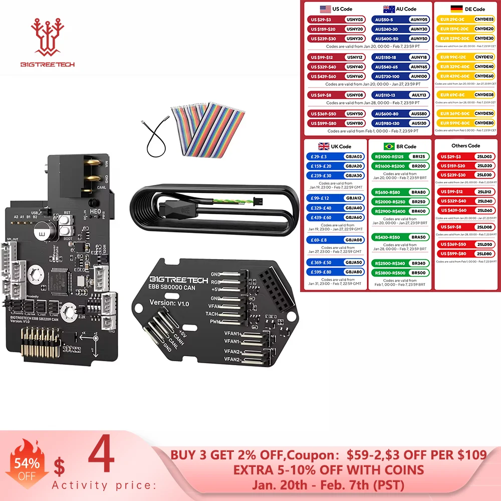 BIGTREETECH EBB SB2209 Плата CAN/USB Высокоскоростной встроенный драйвер Акселерометр CAN/USB Связь для VORON StealthBurner Klipper