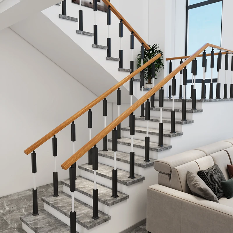 Simple modern staircase handrail indoor creative The Loft Villa fence loft protective railings Nordic iron home