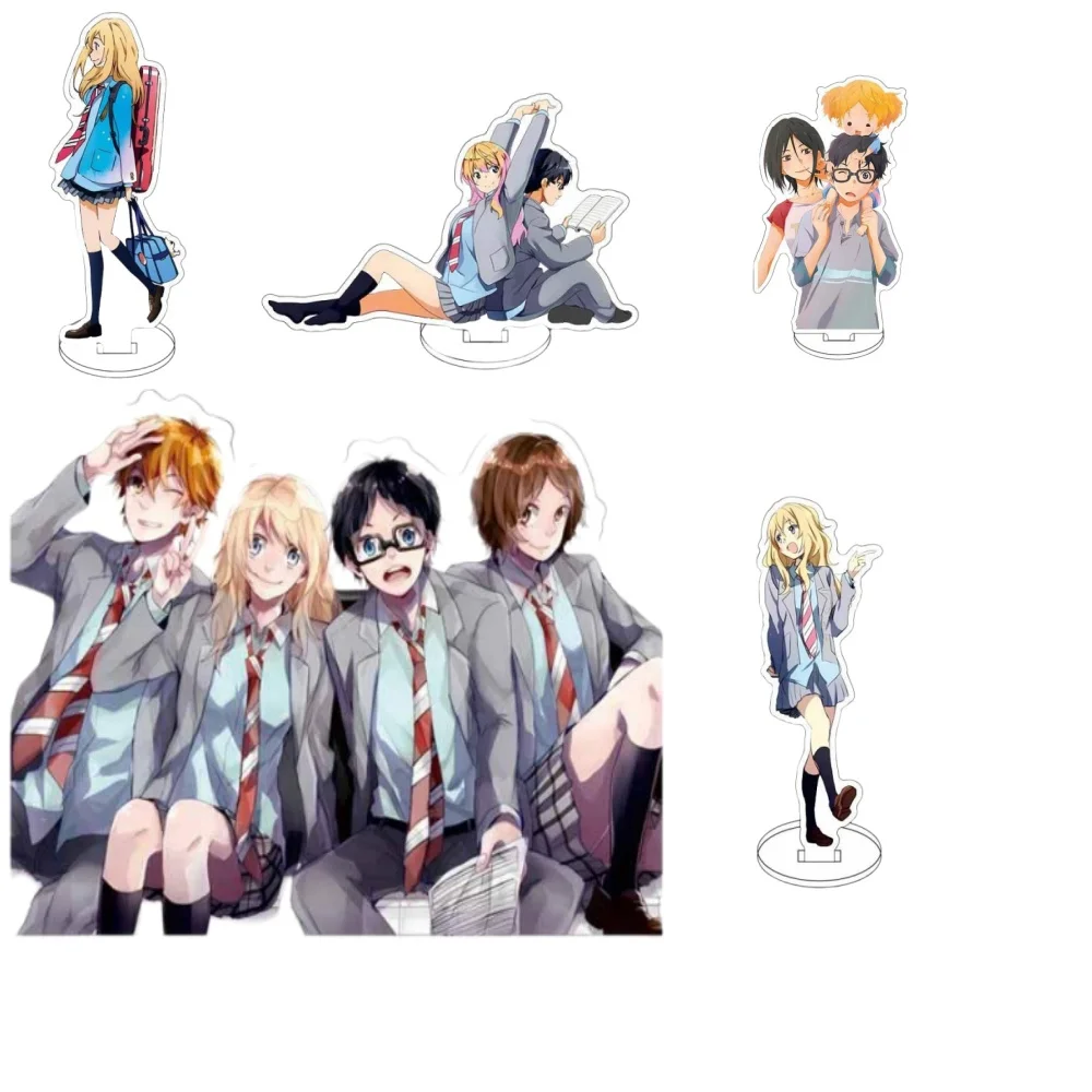 45PCS Anime Your Lie in April Acrylic Stand Model Cosplay Charm Characters Ornament Accessories Goods Collection Gifts