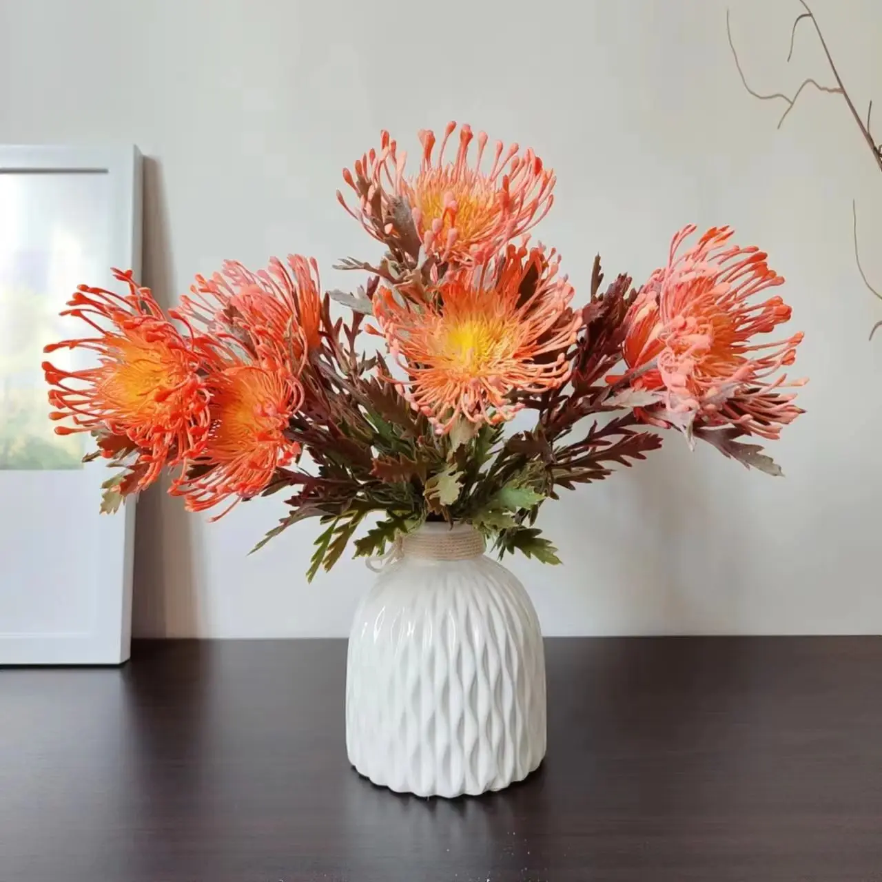 Flores Artificiais de Ramo Curto, Tipo Garra de Caranguejo, com 2 Pontas, para Guirlandas de Feriados e Vasos, Decoração de Casa, Casamento e Ambientes, Planta Artificial