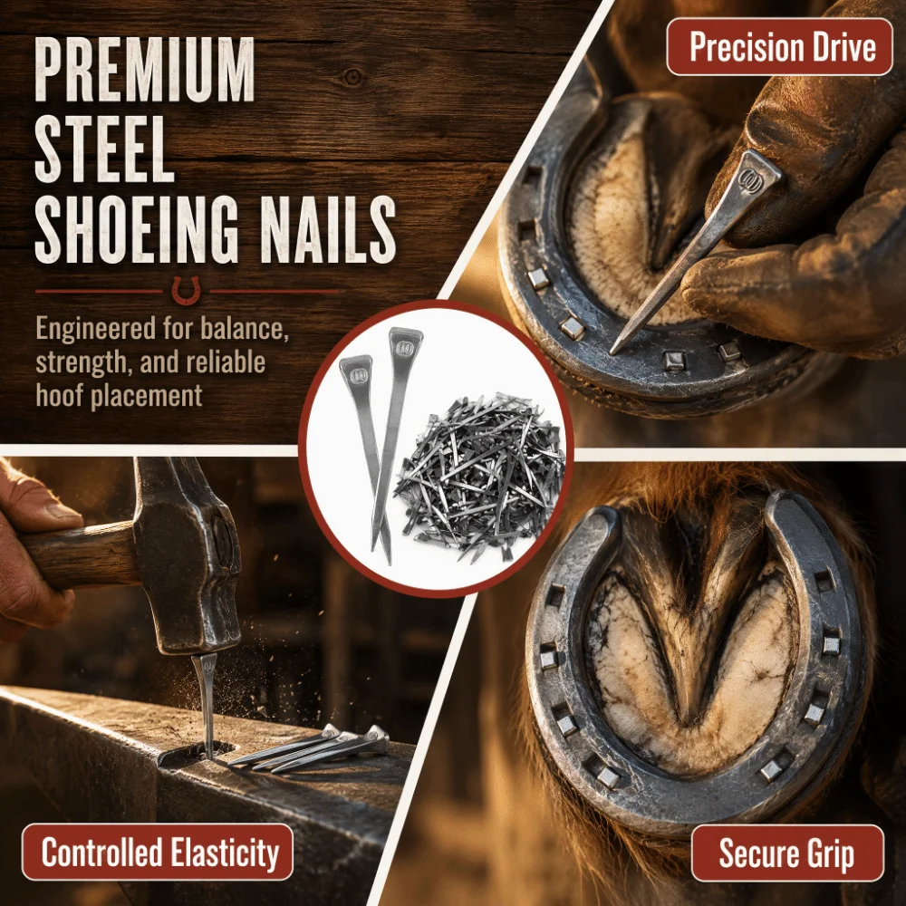 250pcs Steel Horseshoe Nails High Tensile Strength E6 Size Steel Horseshoe Nails Lightweight Precise Fabrication