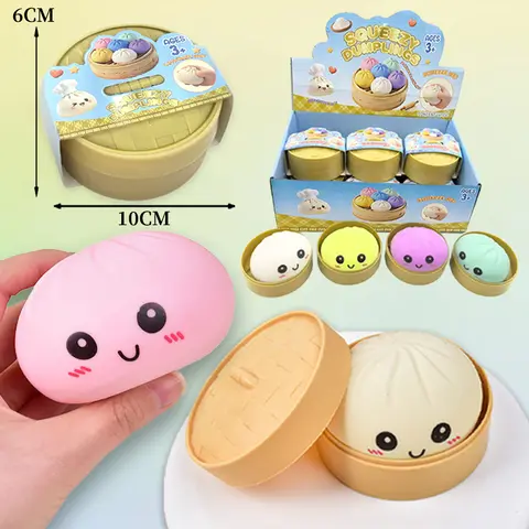 Colorful  Dumpling Squishy - Blind Box Mysecret Bun Fidget Toy Soft TPR Material Stress Relief Unboxing Surprise Random Style