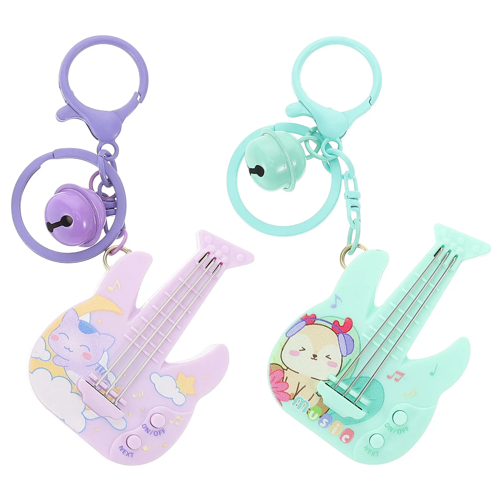 

2Pcs Small Guitar Keychain Pendant Exquisite Musical Instrument Keyring Decor for Handbag Backpack Party Gift Compact