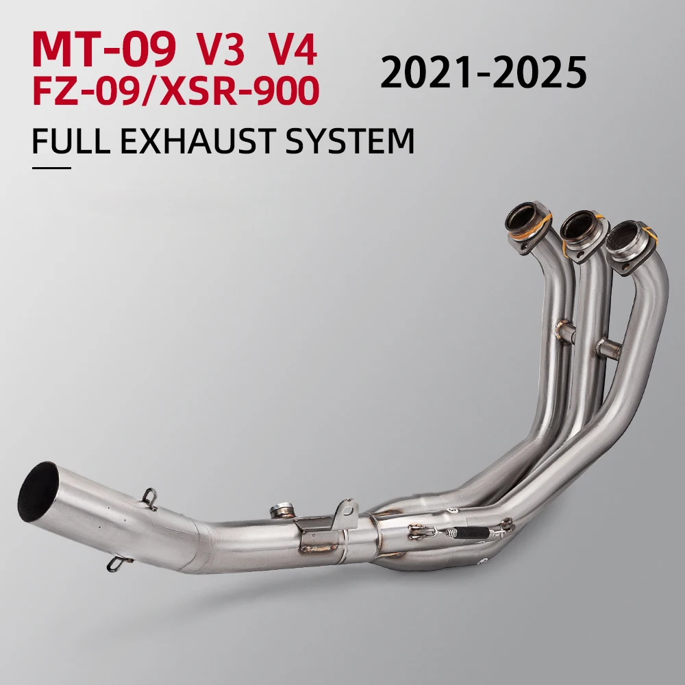 Geschikt voor MT 09 FZ09 XSR 900 Tracer 9 GT V3 V4 2021-2025 Motorfiets Uitlaat Volledige Systeem Upgrade Rvs front Link Pijp