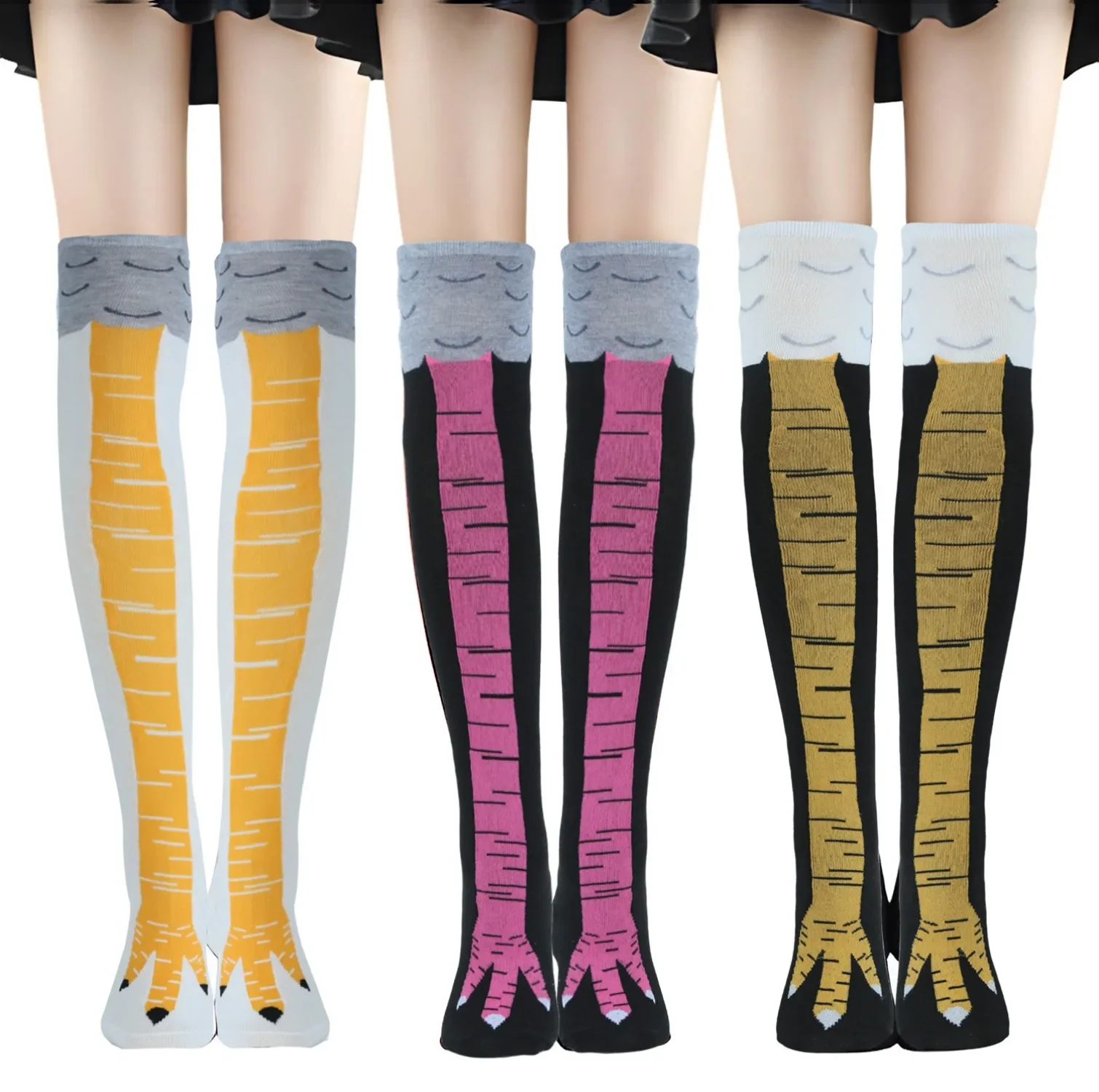 Funny Trendy Women Socks with Knee Length Chicken Feet Personalized Realistic Chicken Feet Birthday Gifts Trendy Sports Socks