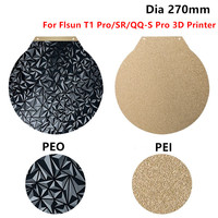 Upgraded PEI Build Plate for T1 Pro/T1/SR/QQ-S Pro Plate Round 270mm PEO PEI Spring Steel Sheet Heated Bed for Flsun 3D Printer