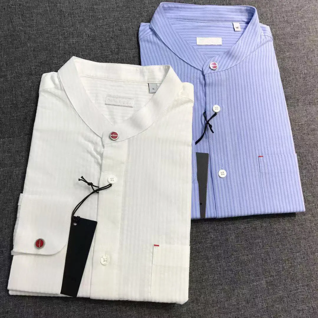 Italian Autumn Kiton Men's Summer New Fashion Men's Casual Long Sleeve Shirt Business Casual Solid Color Shirt