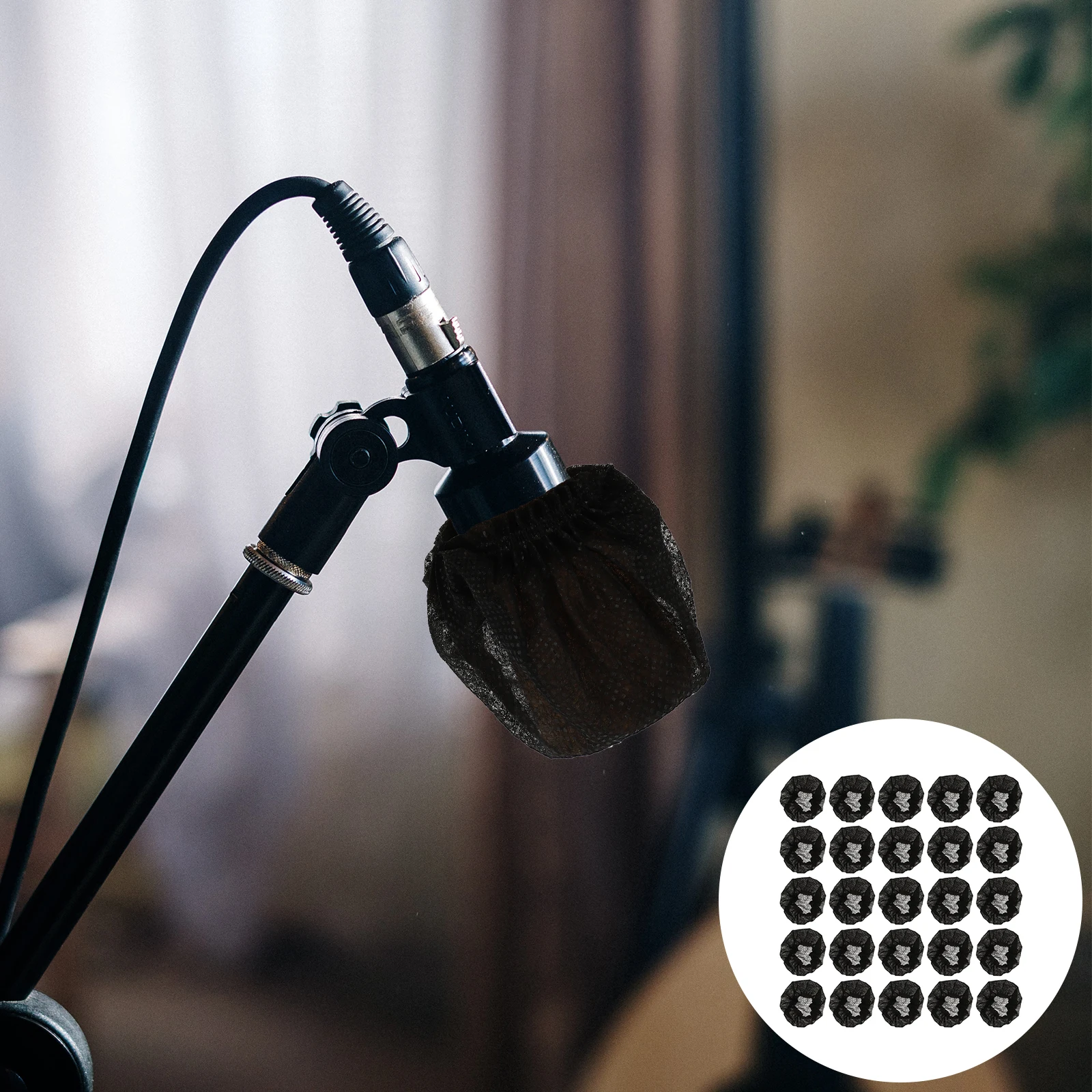 

100pcs Microphone Windscreen Cover Anti-Splash Non-Woven Mic Protector For Ktv Disposable Audio Accessory Noise Reduction Mic