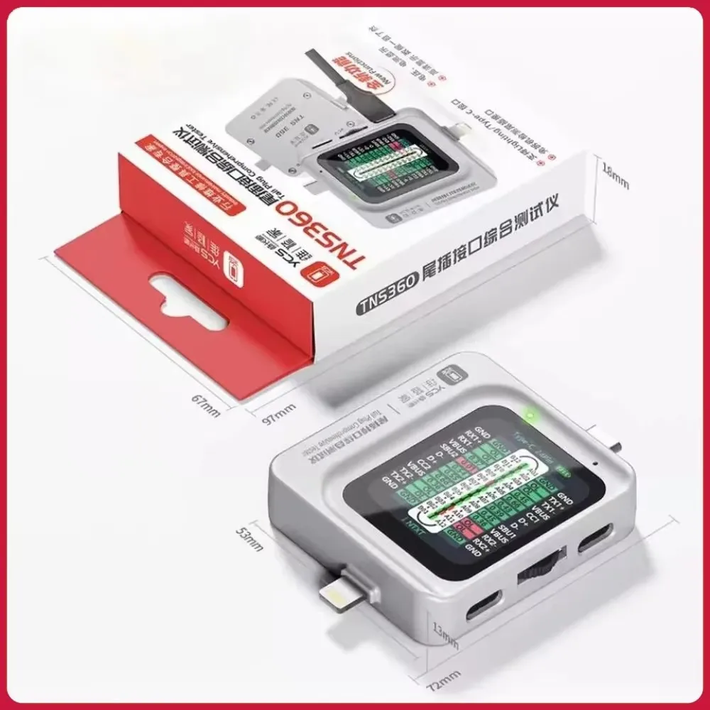 YCS TNS360 Handy-Ladeanschluss-Detektor 30V~5A Automatische Scan-Detektion 3-in-1 für IOS Lighting TEYE-C – Detail 4