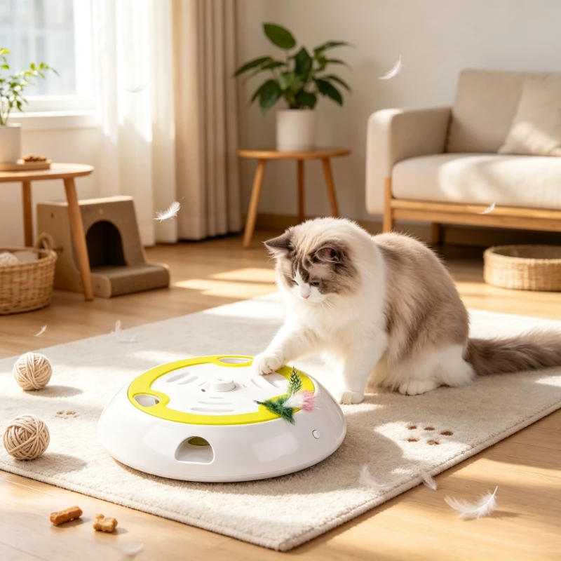 Rechargeable Whack-a-Mole Cat Toy Automatic Rotating Feather Teaser Interactive Indoor Self Play Exercise Pet Toy 고양이 장난감