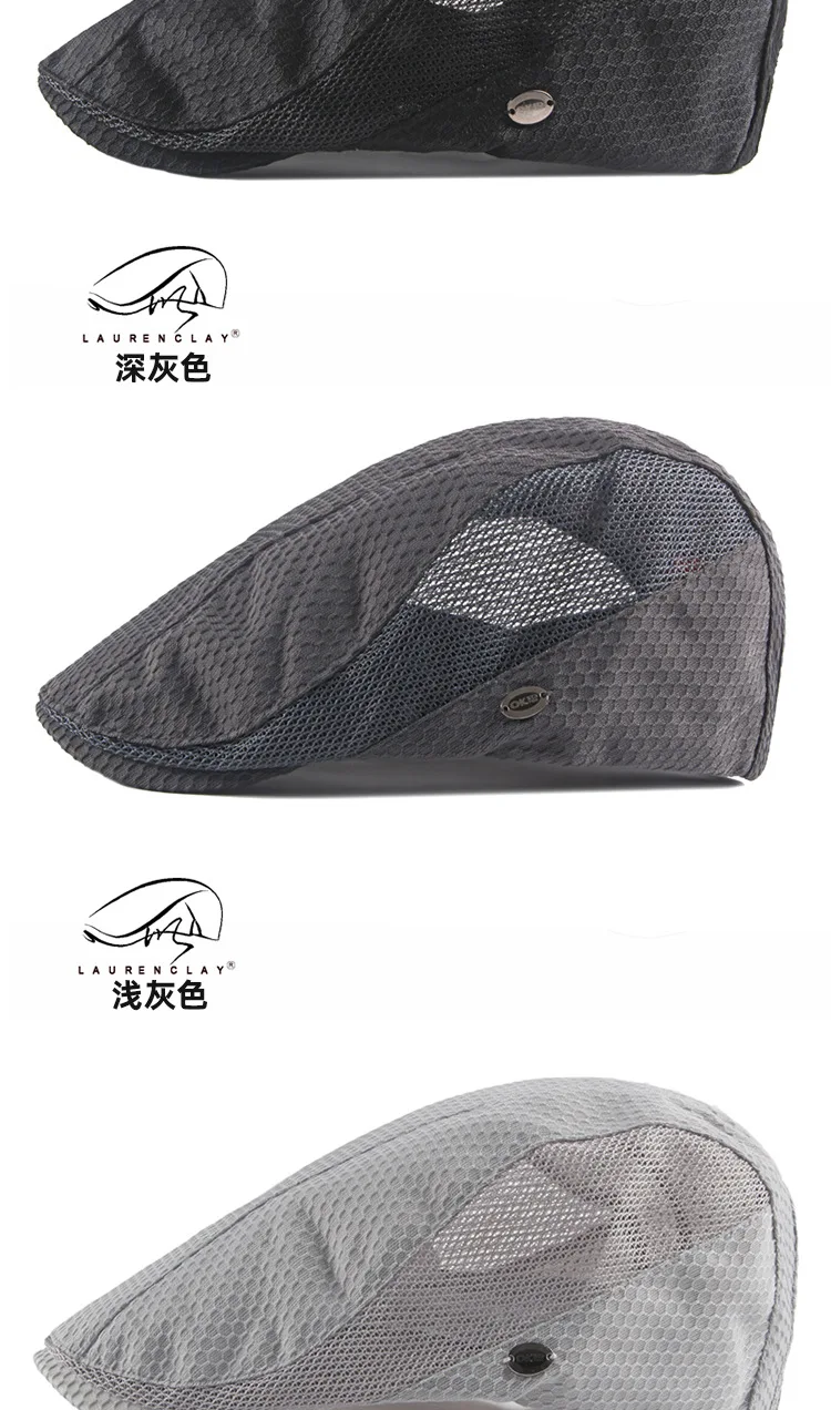 Männer Frauen Atmungsaktive Mesh Sommer Hut Zeitungsjunge Baskenmütze Ivy Cap Cabbie Flache Kappe Einstellbar Vintage Stil – Detail 15