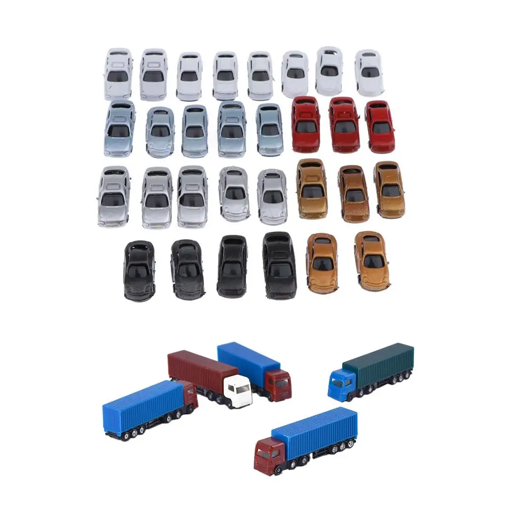35 Packs 1/200 Car & Truck Mini Street Building Diorama Table
