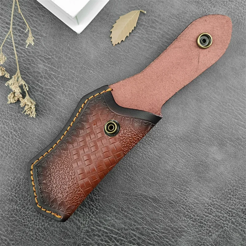 High Quality Folding Knife Knife Premium Leather Knife Cover Outdoor Carved Storage Pocket Sheath （Knife Not Included）