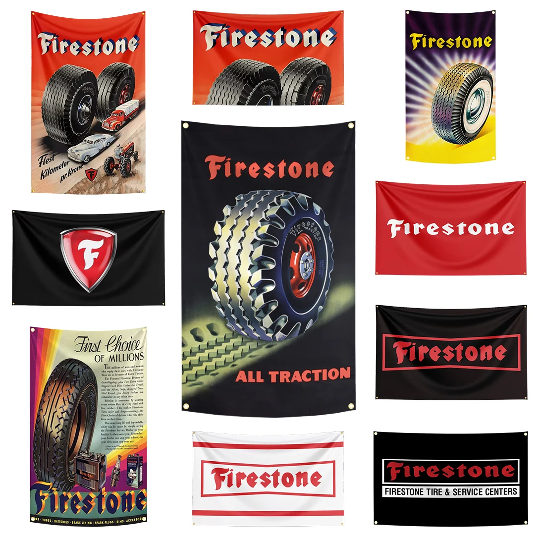 F-Firestones Tires Service Flag Auto Parts Tapestry Polyester Digital Printing Banner for Garage Wall Art Out Door Decoration
