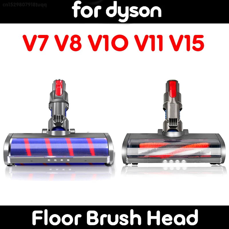 Dla Dyson V8 V7 V10 V11 V15 zmotoryzowany szczotka podłogowa głowy odkurzacz zamiatarka rolki dywany części z LED światła podłogi szczotka