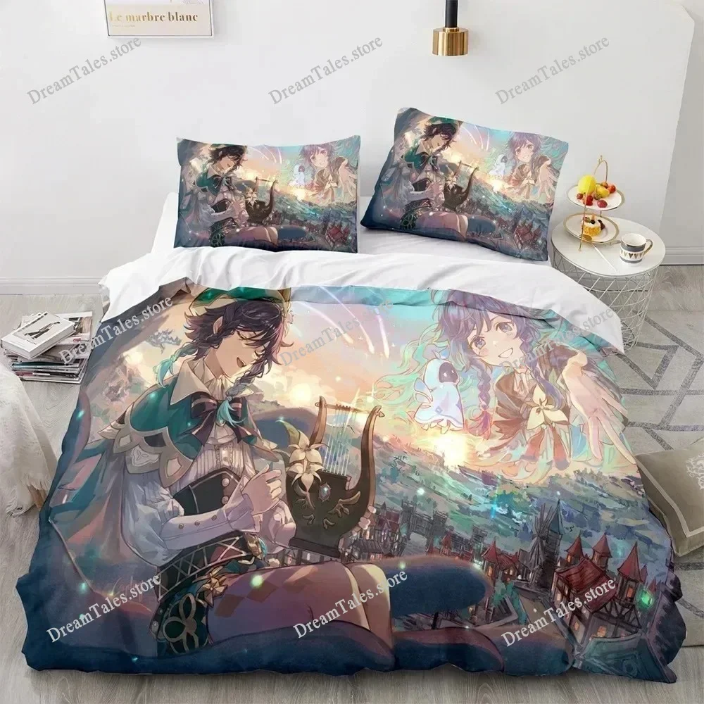 Game Genshin Impact Comforter Bedding Sets Quilt Bed Cover Duvet Cover Pillow Case Sets Kids Adult Size Home Textileextile