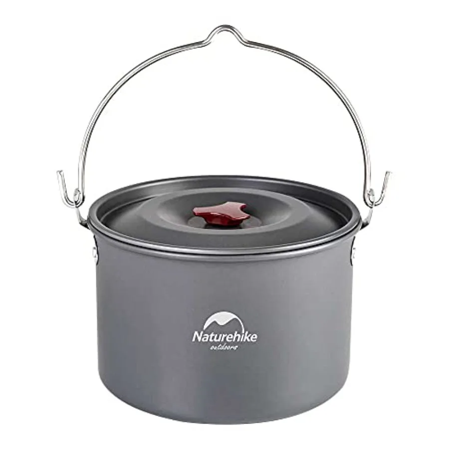

Camping Soup Pot Cookware with Lid Large Outdoor Portable Hanging Pot Cooking Set for 1-6 People