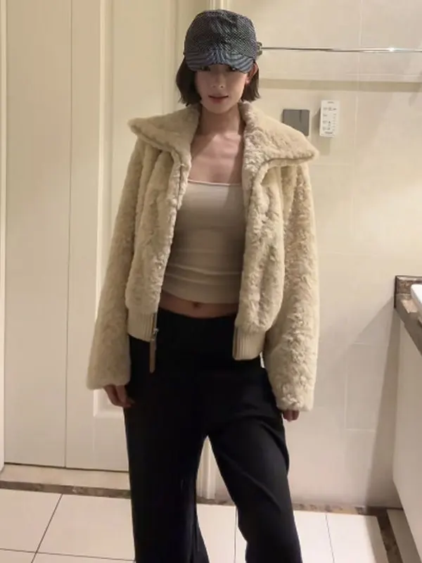 

Retro Fluffy ort Coat Women's Loose Faionable Top Warm Zipper Closure Travel Work Outdoor Casual Small Stature Friendly