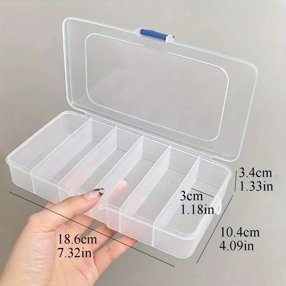 5/6-grid Durable Hair Clips Storage Box Clear Plastic Jewelry Organizer Household Travel Dust Proof Supplies With Dust Proof Lid