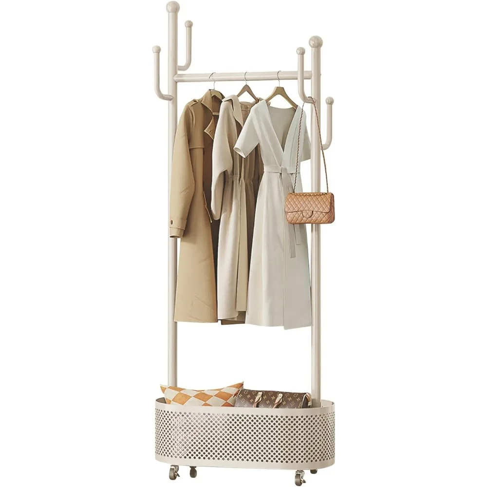 

Coat Stand. A hat rack with a basket, multi -functional design. It can move stable at 360 °, suitable for placing