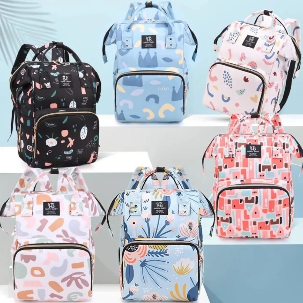 

Portable Print Mummy Bag Korean Style Multi-function Baby Diaper Organizer Baby Care Storage Diaper Bag Nappy Backpack Travel