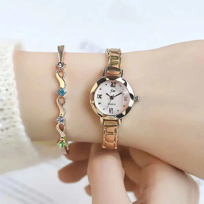 Small Dial Silver Watch for Women Stainless Steel Luxury Ladies Wristwatch Dress Women\'s Quartz Bracelet Clock Gift 2024