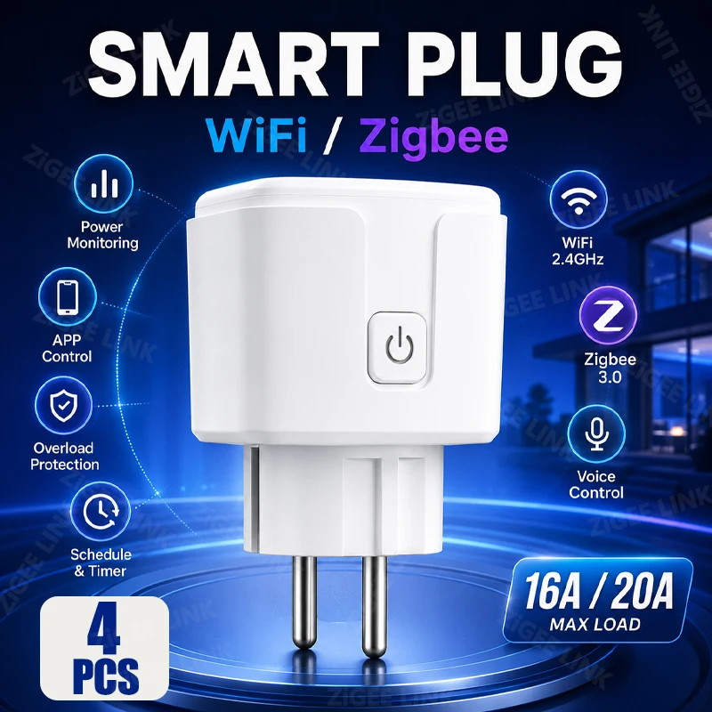 4-個の-wifi-または-zigbee30-eu-スマートソケットパワーモニター、タイミングスマートライフワイヤレスリモコン、alexa-google-経由の音声アシスタント