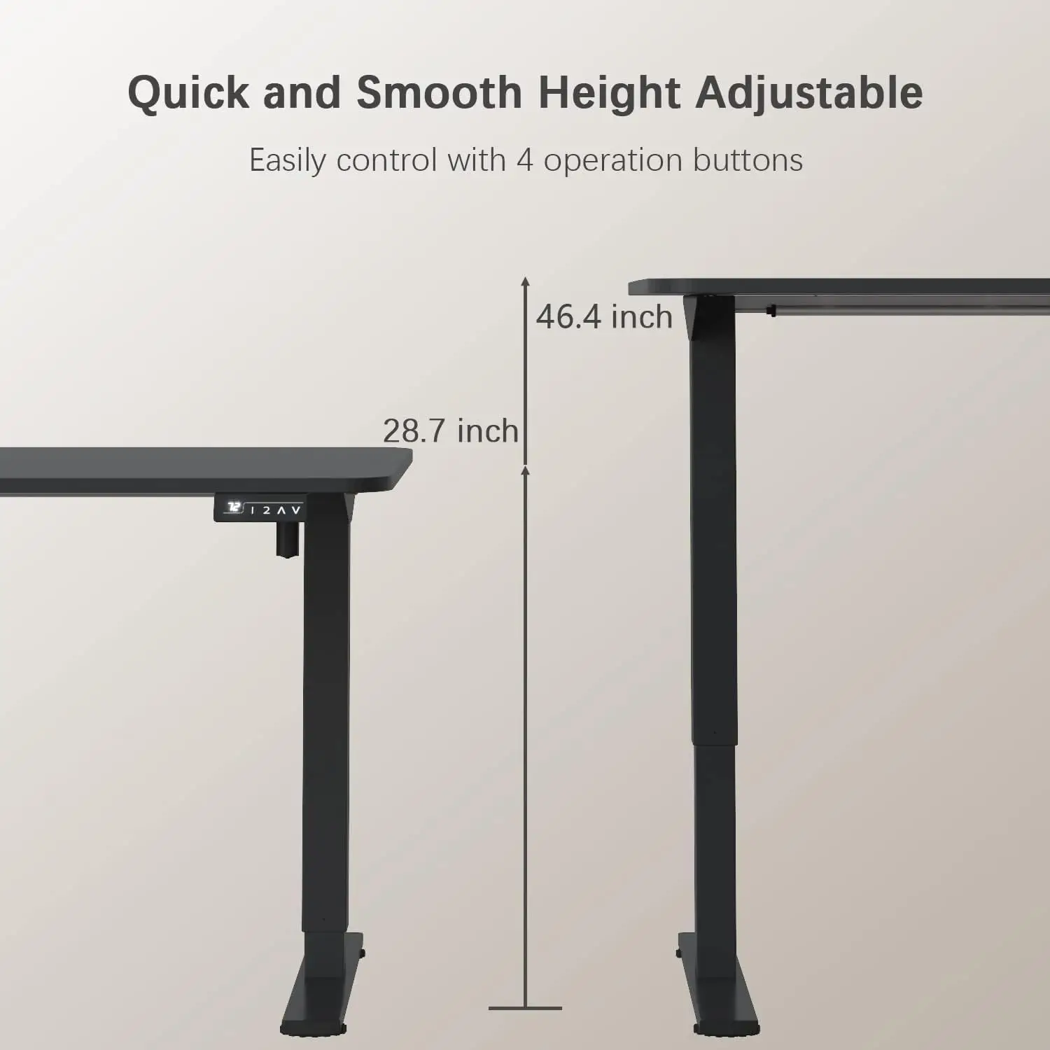 Electric height adjustable vertical office desk, large size 55 x 24 inch, seated home office computer desk