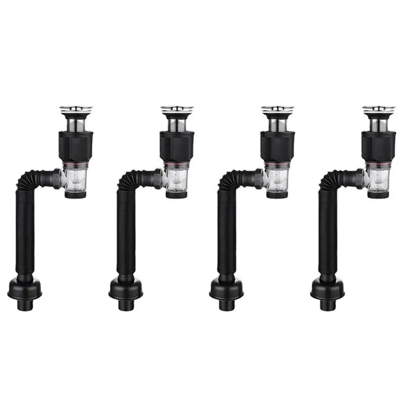 abca-4x-バスルームシンク排水キット-柔軟な拡張可能な-p-トラップシンク排水パイプチューブ付き-防臭バスルームシンク排水パイプ