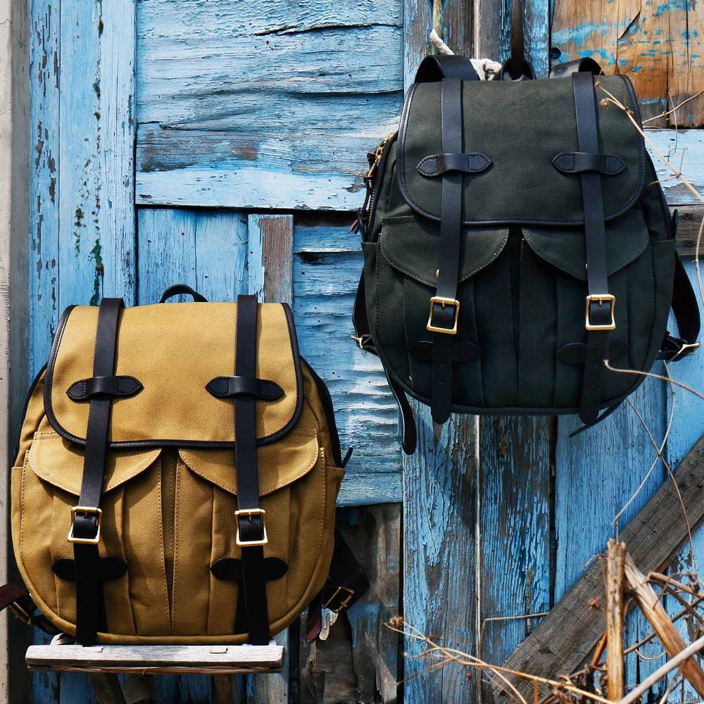 

Tailor Brando Imitation American Retro 70262 Backpack 34*39*11cm Canvas & Cowhide Shoulder Strap YKK Pure Copper Zipper