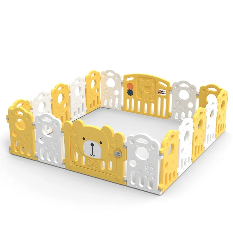 

New Design White And Grey Play Yards Fence Kids Plastic Foldable Safety Baby Playpens