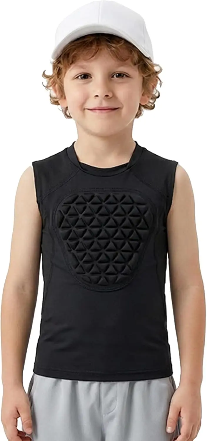 

Toddler Baseball Chest Protector Softball Padded Compression Shirt Heart Sternum Guard for T Ball Football