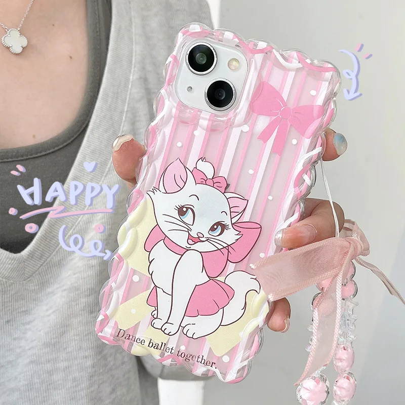 Miniso Cartoon Disney Marie Cat Case for iPhone 16 15 14 13 12 11 Pro Max Back Cover X XS MAX XR 7 8 Plus Soft Shell Coque