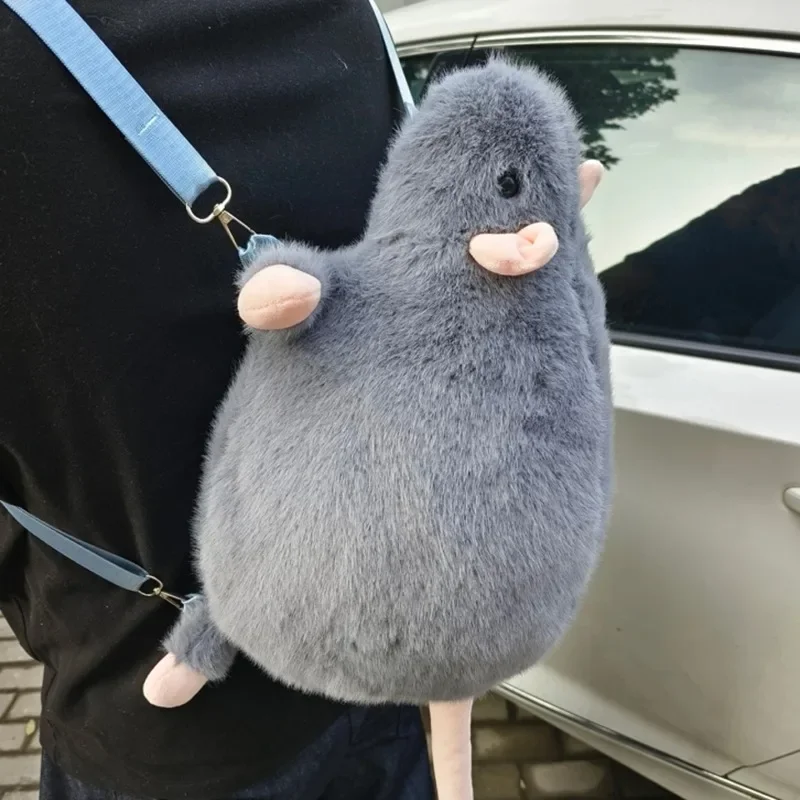 Fashion Plush Zipper Mouse Shape Funny Backpacks Sweet Large Capacity Commuting Bags 2026 Hot Sale Design Sense Niche Backpacks