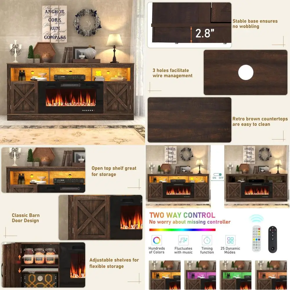 

Подставка для телевизора 70-80 дюймов с 36 электрическими каминами, 32 высоких развлекательных центров, светодиодная подсветка