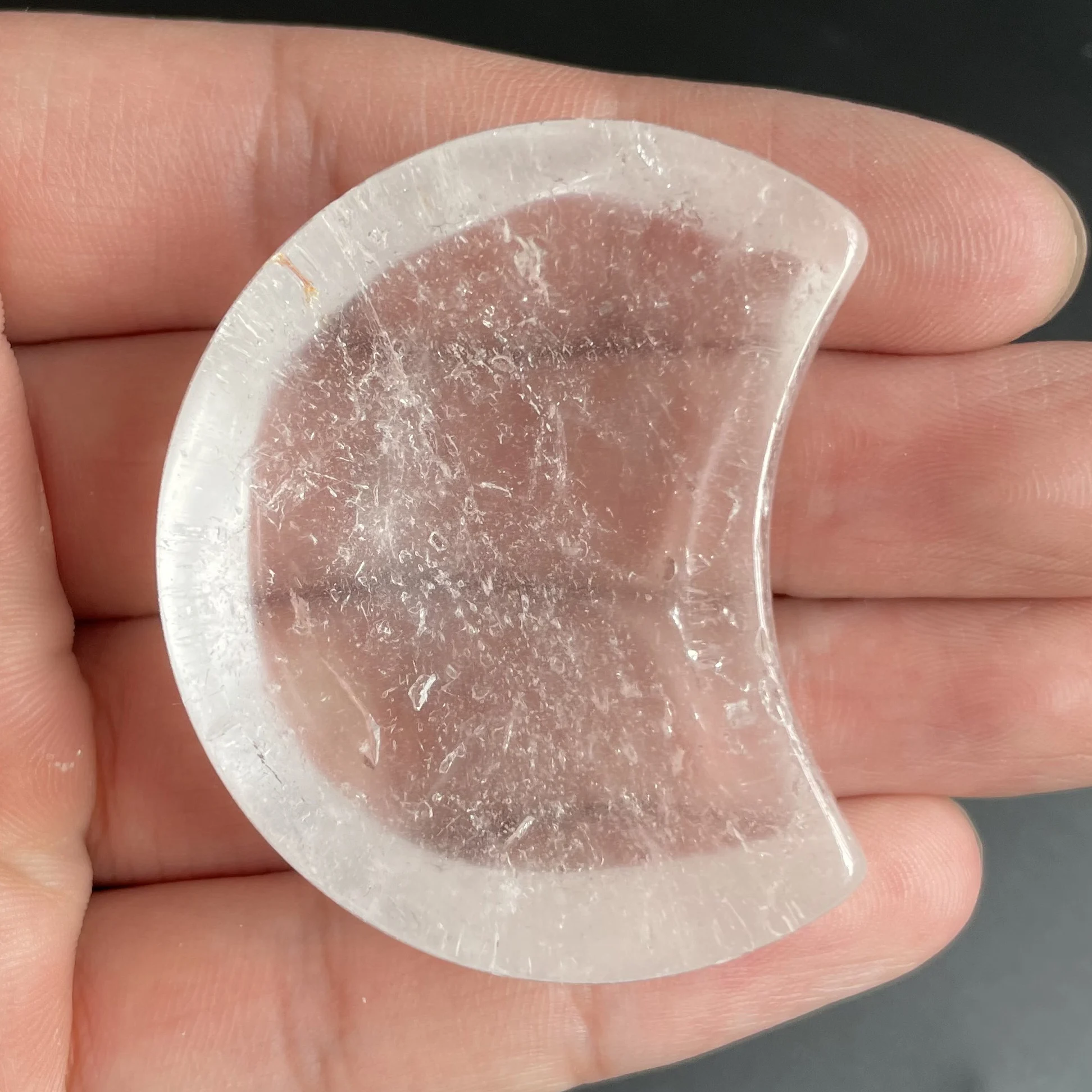 Natural Stone White Crystal Bowl Round Dish Quartz Decoration Moon Polished Rock