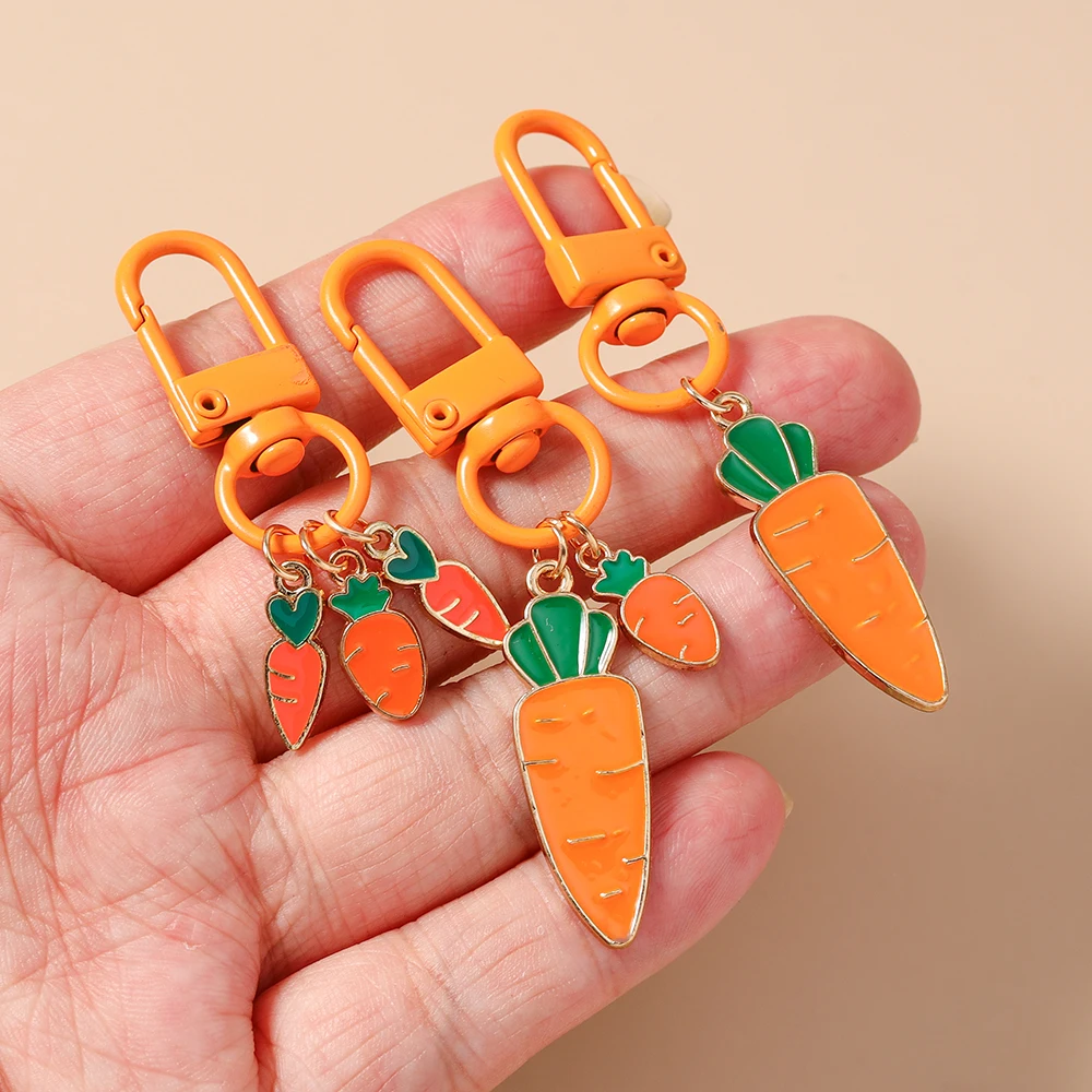 Aihua 3 Stück/Set Niedlicher Karotten-Schlüsselanhänger Lieblicher Karotten-Schlüsselring Anhänger für Frauen Mädchen Handtaschen-Deko DIY Handgemachter Schmuck Geschenke – Detail 4