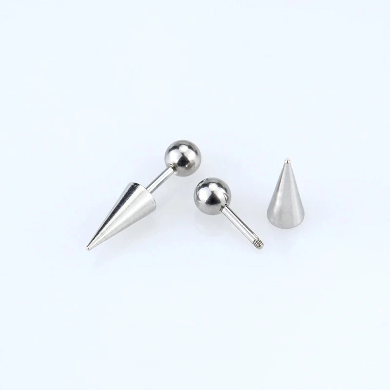 Punk Gothic Round Ball Spike Cone Tip Titanium Steel Women Men Screw Back Pierced Stud Earring Fashion Jewelry Gifts Geometric