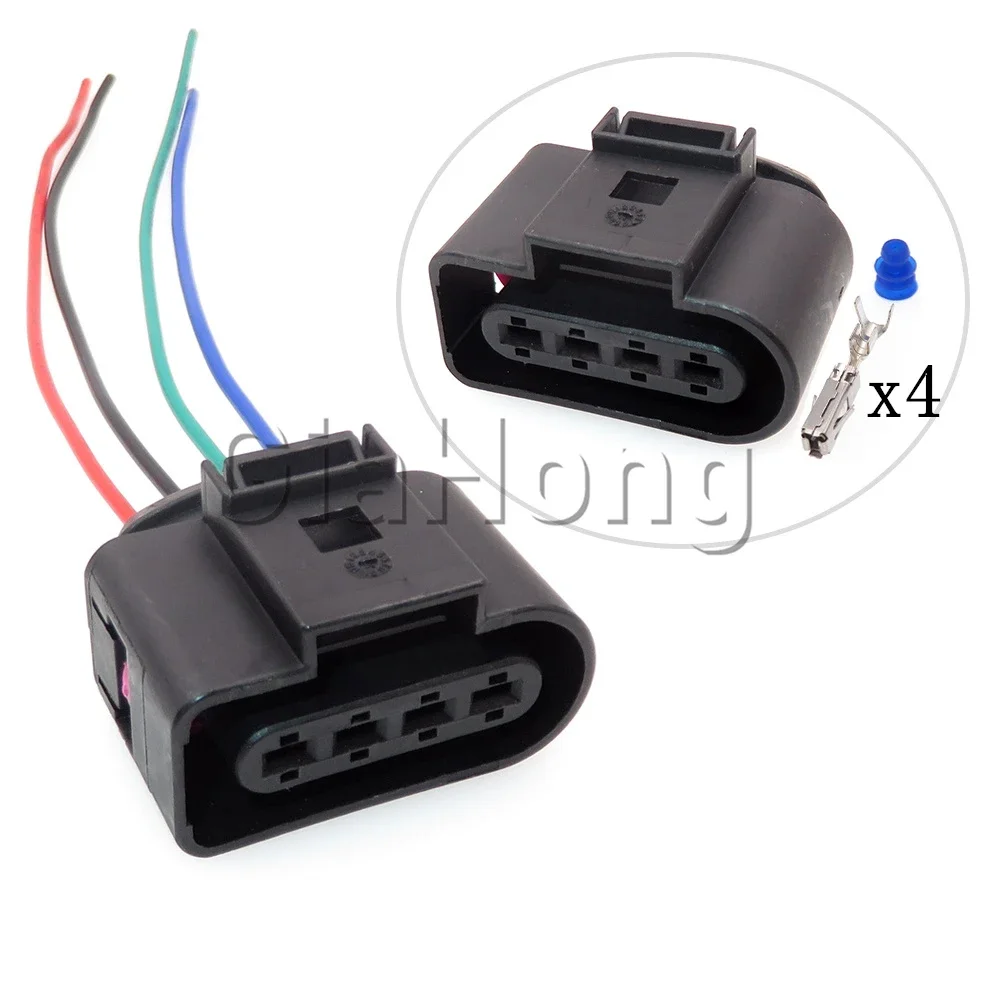 1 Set 4 Ways Auto Parts Auto AC Assembly Connector For VW Audi 8K0 973 724 8K0973724 Car Ignition Coil Cable Waterproof Socket