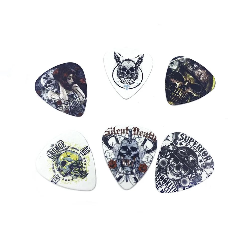 12pcs Unique Artistic Guitar Picks Medium 0.71mm Skull Guitar Mediator Bass Electric Ukulele  Plectrum Guitar Accessories