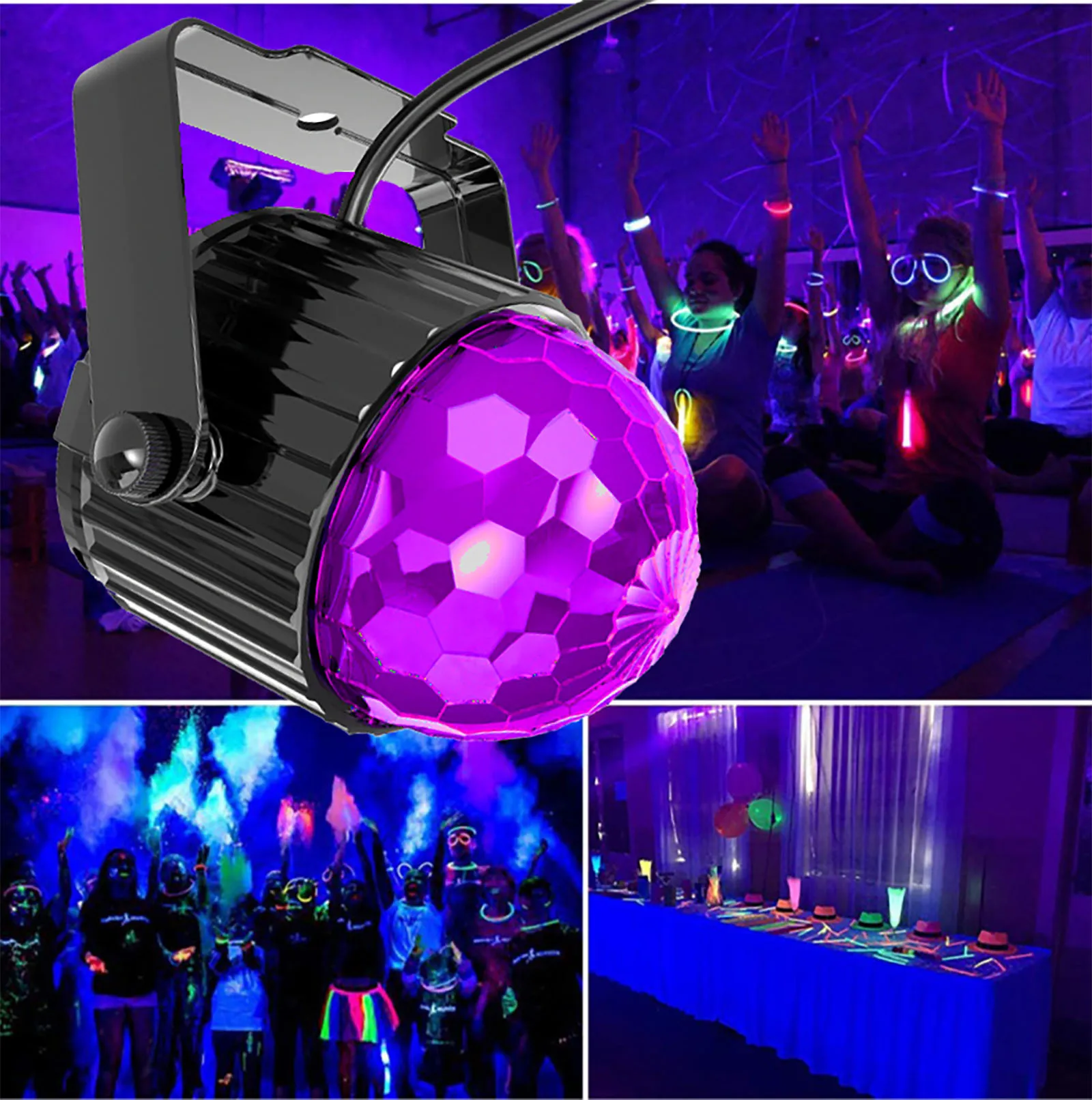 Imagem -04 - Led Bola Mágica Roxa uv Luz Negra Luzes de Festa Dia das Bruxas Natal Carnaval Ktv Bar 5v 6w