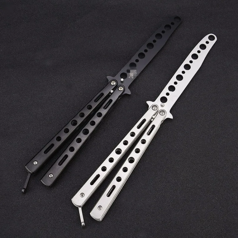 22.5cm Stainless Steel Training Butterfly Knife Folding Knife Without Edge Blunt Tool For Beginner Safety Outdoor Tools