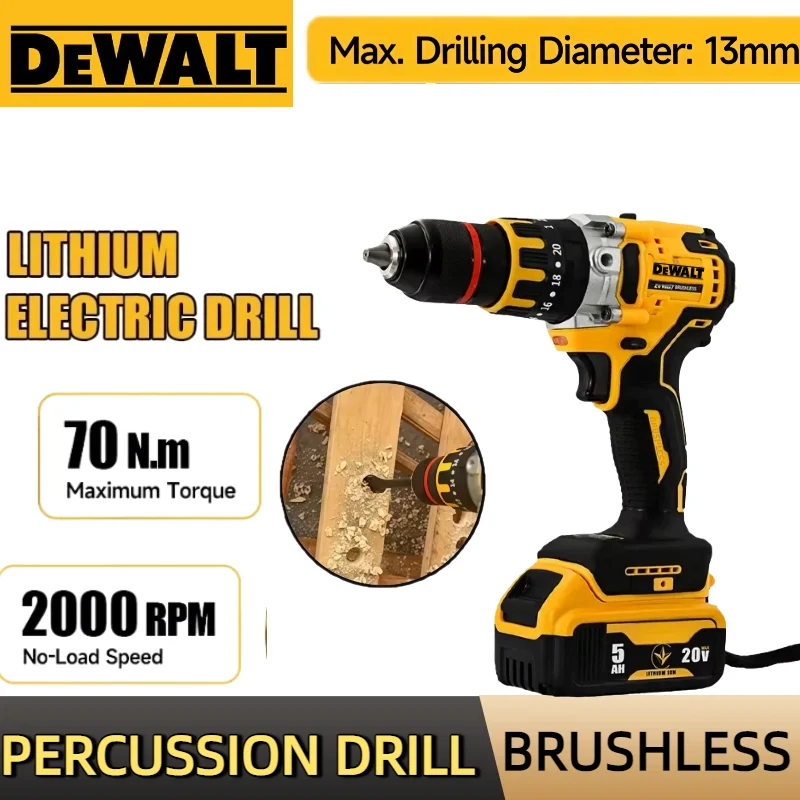 DEWALT DCD791 المدمجة اللاسلكي الحفر فرش السيارات الحفر مفك متعدد الوظائف محرك قابلة للشحن 20 فولت أداة كهربائية