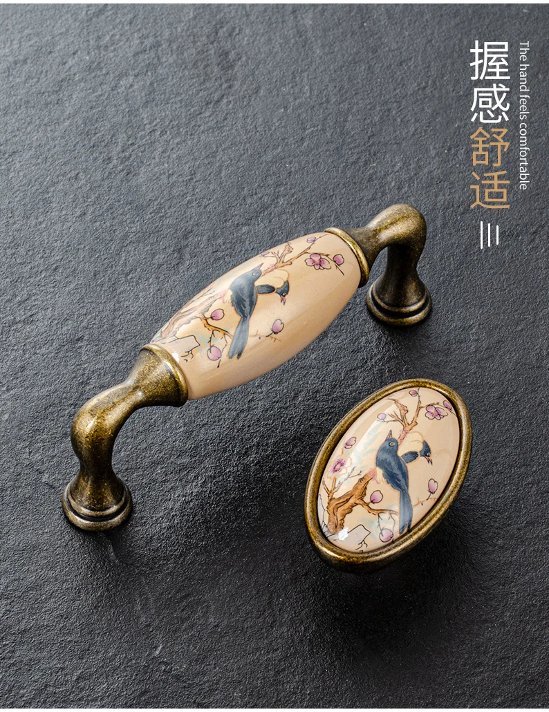 Vintage Schubladengriffe Keramik-Türgriffe Blumen-Schubladenknöpfe und Griff für Küchenschrank Kleiderschrank Türknauf Möbelgriff – Detail 18
