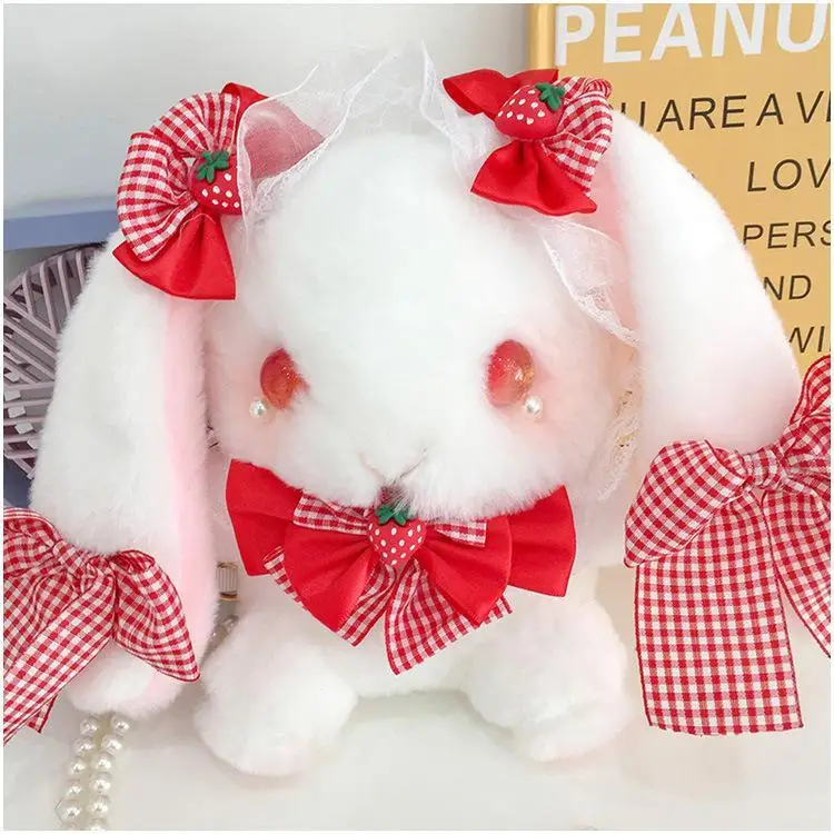 Borsa a tracolla in peluche di coniglio moda Lolita con catena di perle Borsa a tracolla soffice e carina Borsa per ragazze Kawaii Idea regalo