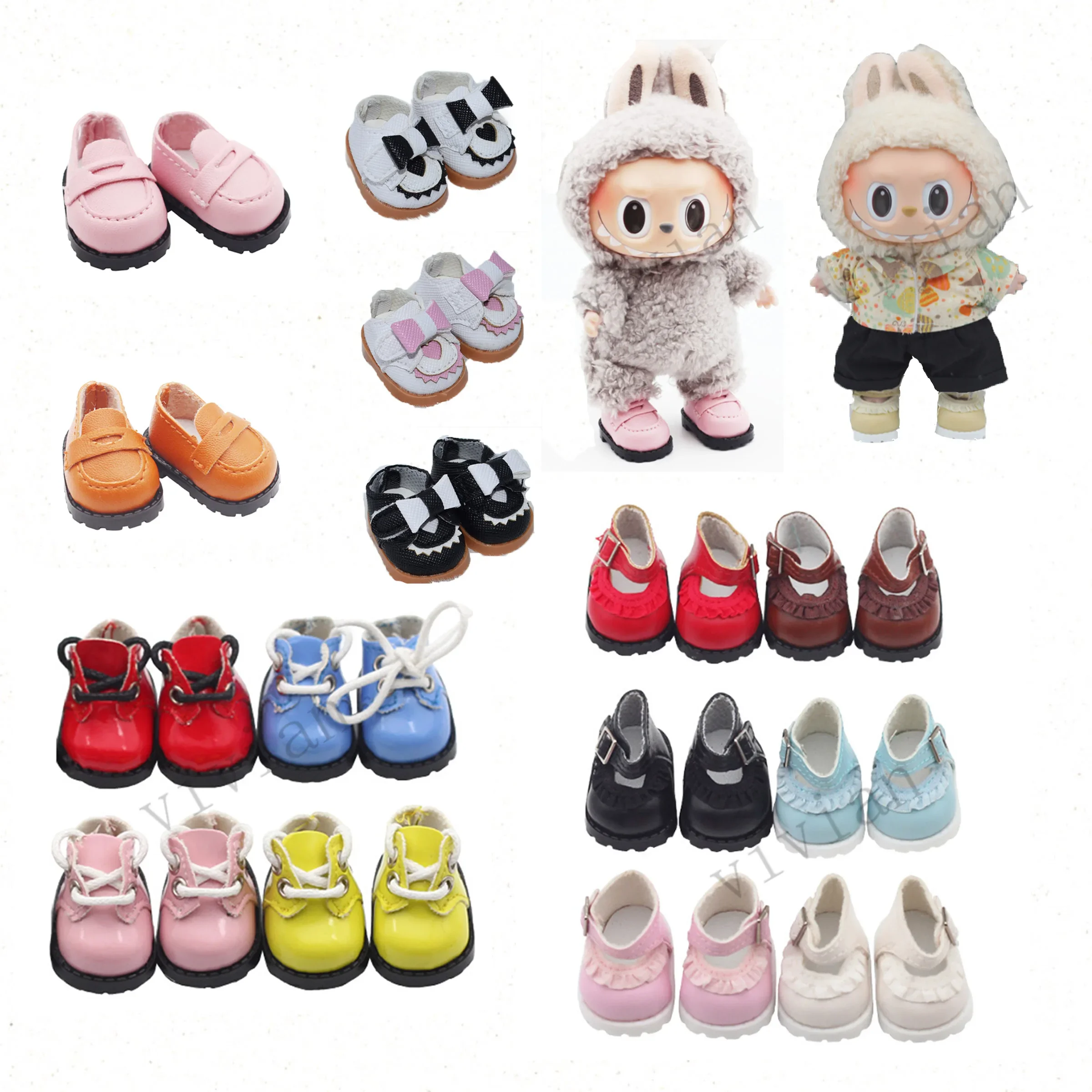 Leather Shoes Suitable for 15-17cm labubu Cotton Dolls Shoes Boots Toys Casual lace Sports Shoes Dolls Accessories DIY Doll Toys