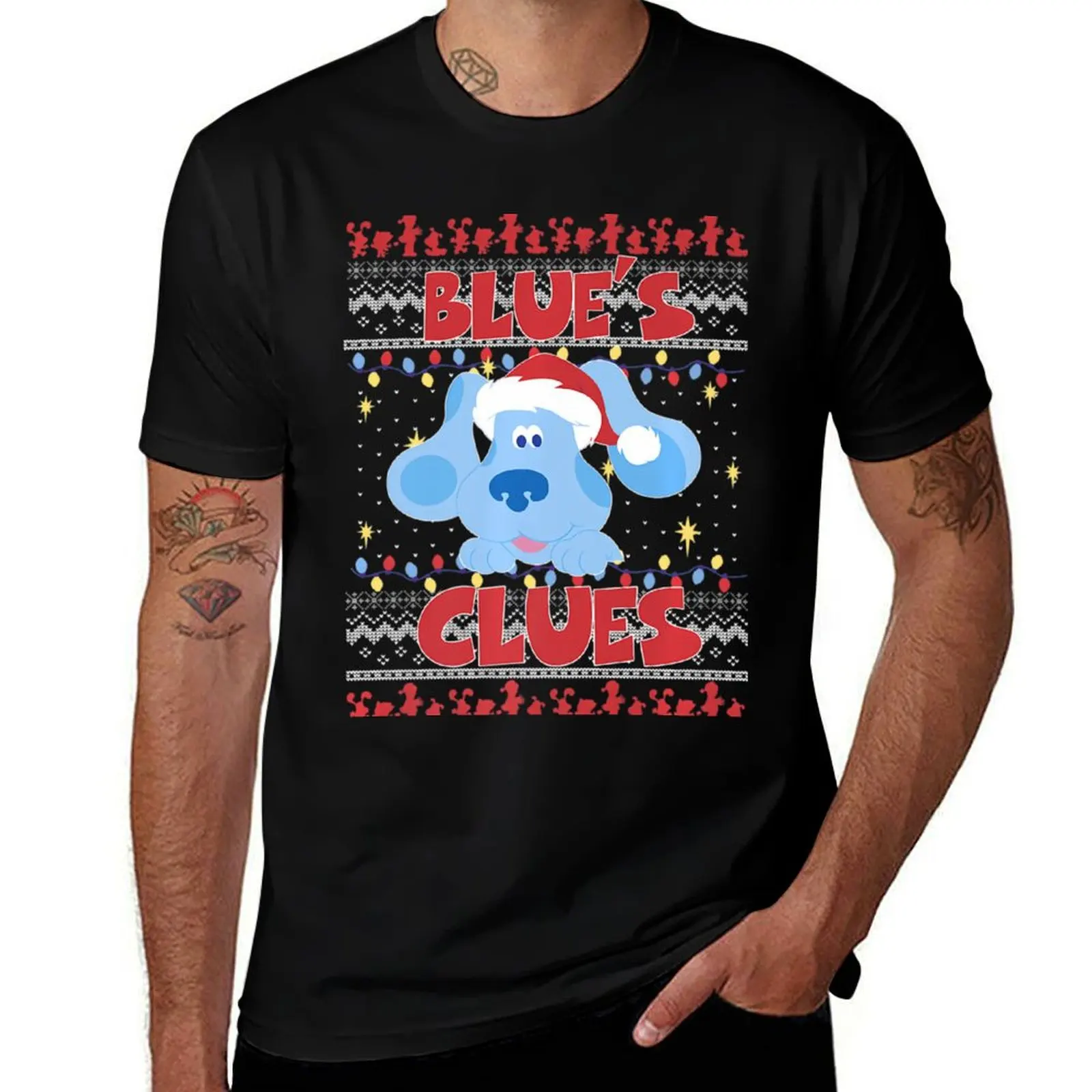 Blue's Clues Christmas Blue Ugly Christmas Sweater T-Shirt Grande taille Coupe ample Tee-shirt