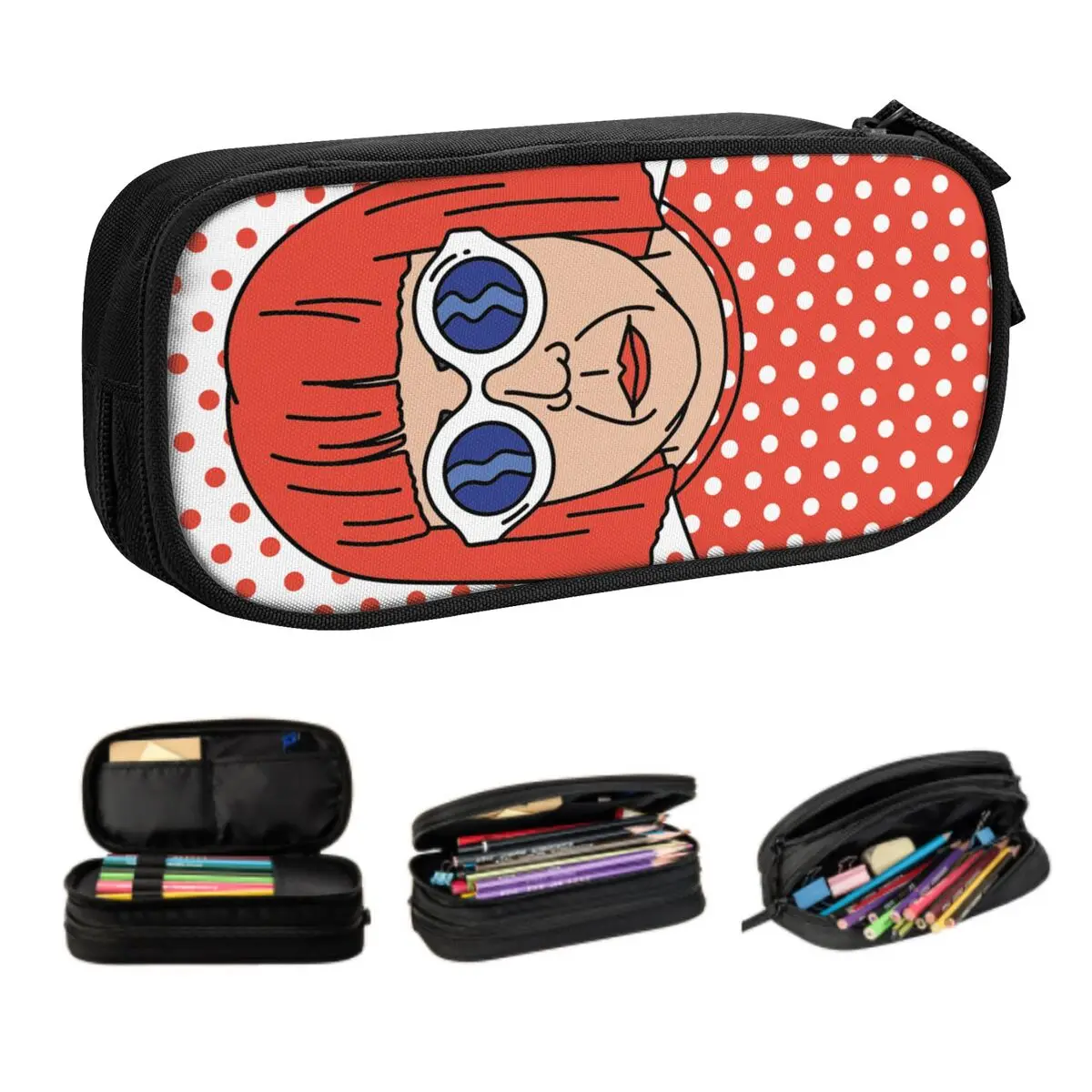 Cute Yayoi Kusama Self Portrait Pencil Cases for Girl Boy Large Storage Pencil Pouch School Supplies